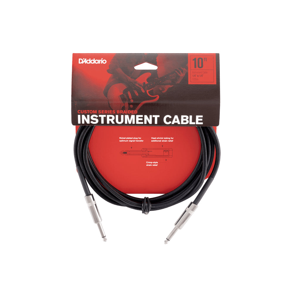 D'Addario PW-BG-10BK Cavo audio intrecciato x chitarra Jack Mono 6.3 L