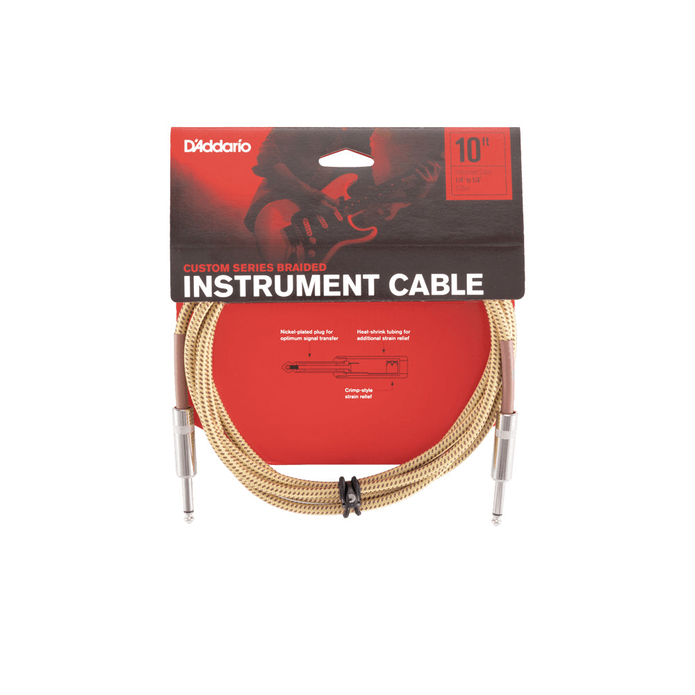 D'Addario PW-BG-10TW Cavo audio intrecciato x chitarra Jack Mono 6.3 L