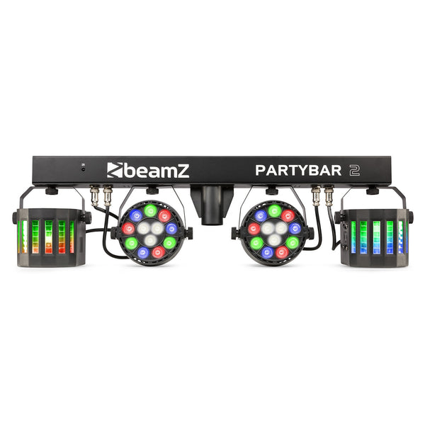 Beamz PartyBar2 Barra d'illuminazione 2PAR 12x1W RGBW 2 derby DMX IR + treppiedi