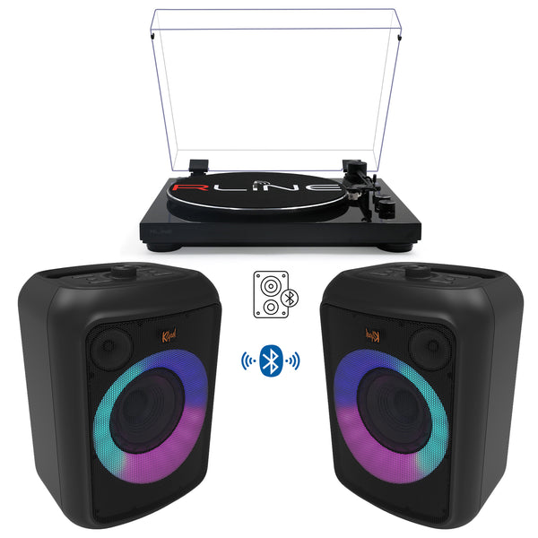 Redline RLTN11GB Giradischi cinghia Bluetooth Nero L. + 2 Klipsch GIG XL 30w RMS