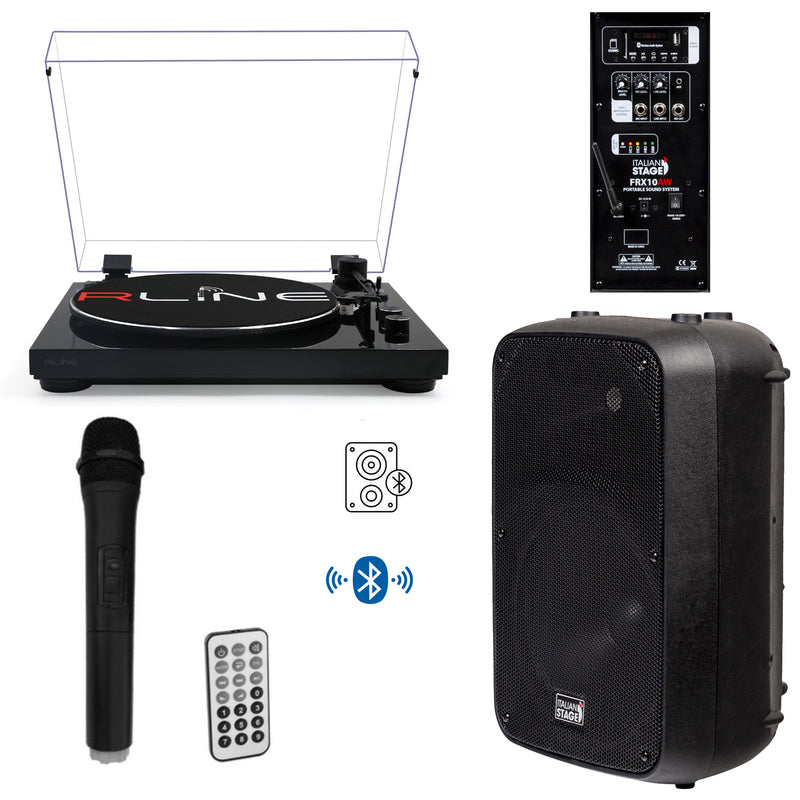 Redline RLTN11GB Giradischi cinghia Bluetooth Nero L + IS FRX10AW Diffusore 100w