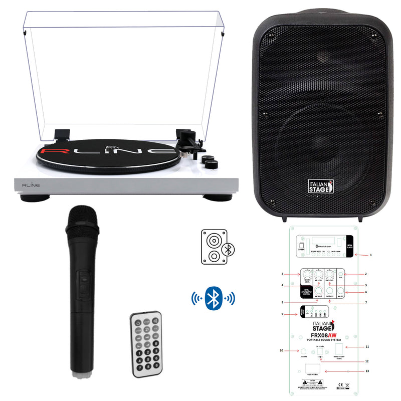 Redline RLTN11GWH Giradischi cinghia Bluetooth Bianco L+IS FRX08AW Diffusore 60w