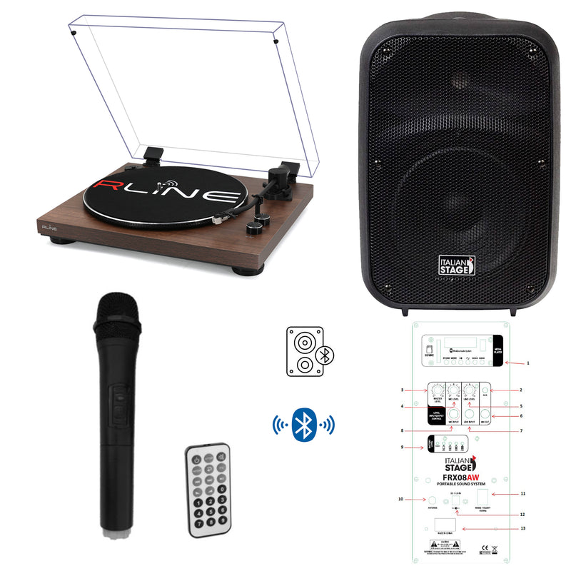 Redline RLTN11MWLN Giradischi cinghia Bluetooth Noce + IS FRX08AW Diffusore 60w