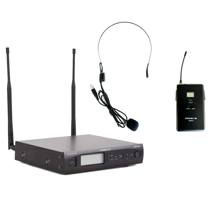 Proel RMW1000HA Sistema Microfonico Wireless Archetto UHF PLL 96CH f:606-630MHz
