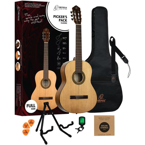 Ortega RPPC44 Picker's Pack 44 Set Chitarra Acustica 4/4 Natural + accessori