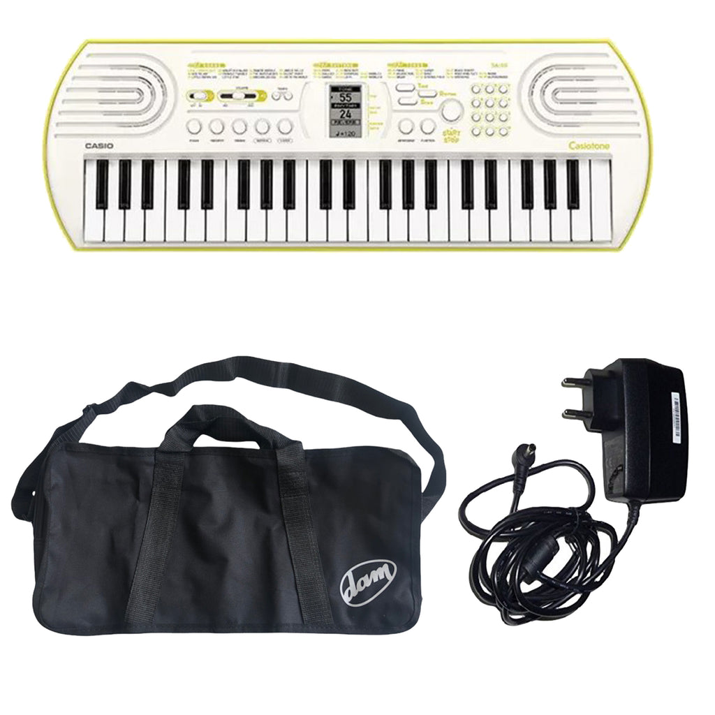 Casio SA-80 Mini Tastiera a 44 tasti, Bianco/Giallo Lim. + Dam BMT Bag