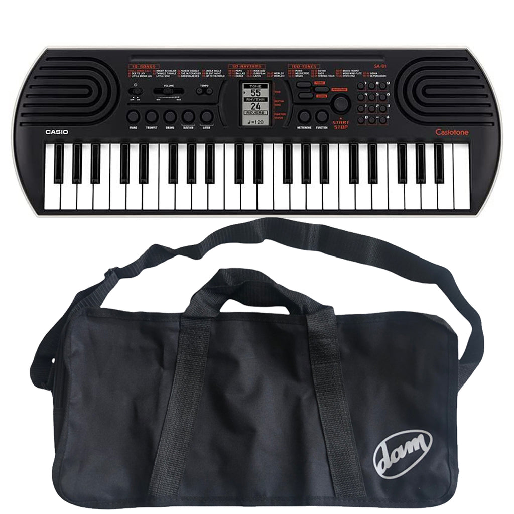 Casio SA-81 Mini Tastiera a 44 tasti, Nera/Grigio Chiaro + DAM BMT Bag, Nero