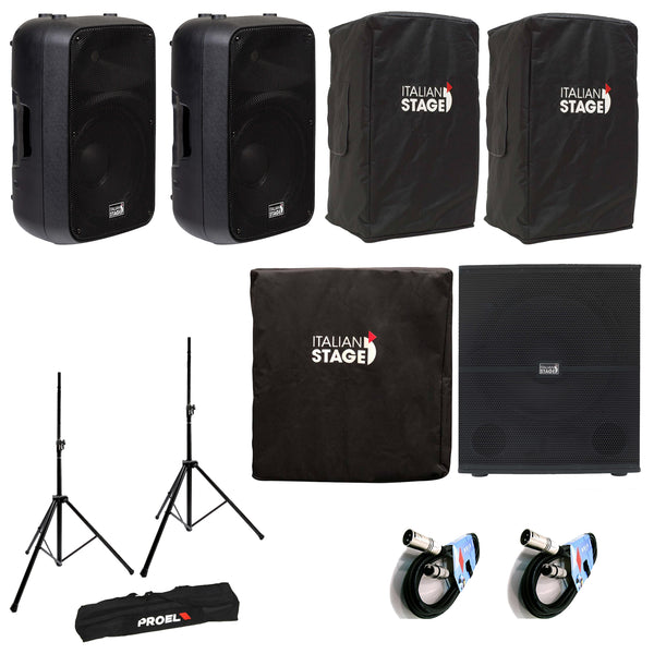 Italian Stage IS SPX15A 2 Casse 400w picco + S118A Subwoofer +Cover+Stativi+Cavi