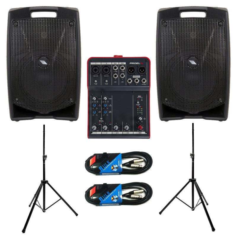 Proel V10PLUS Coppia Casse + MQ6 Mixer + 2Stativi +2Cavi 5m