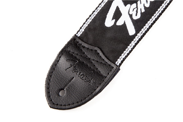 Fender Running Logo Strap Black/White Logo Tracolla x chitarra intrecciata da 2"