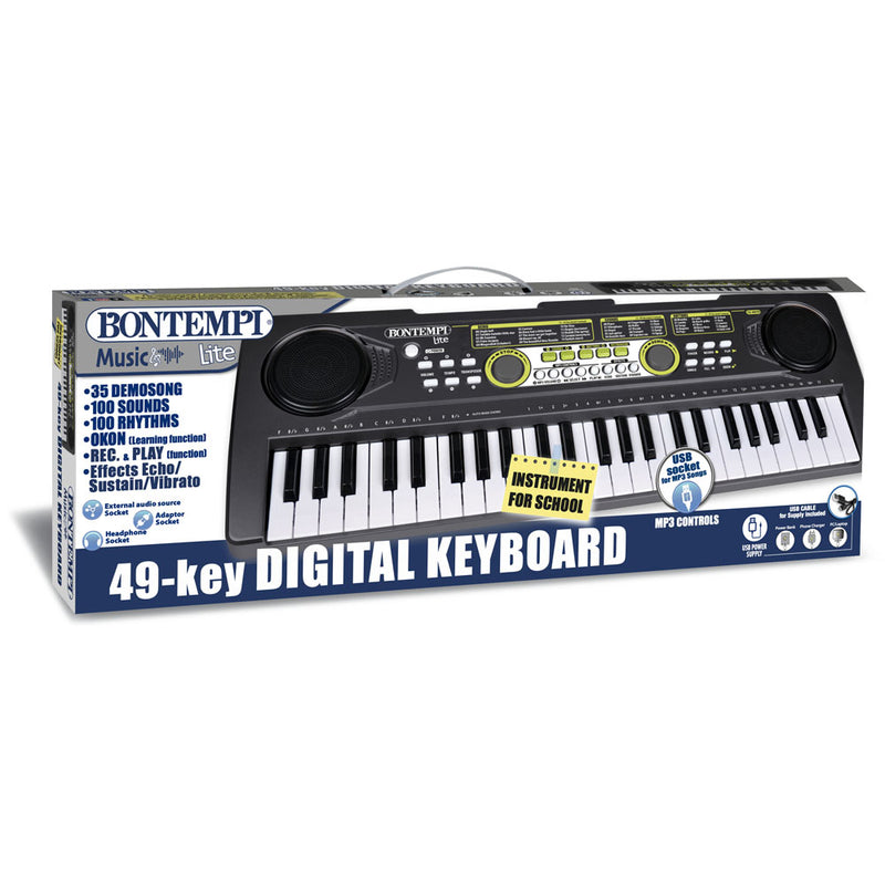 Bontempi 15 4970 Music Lite Tastiera musicale digitale scolastica 49 Tasti Nero