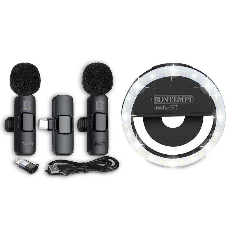 Bontempi 60 4120 Coppia di Microfoni Lavalier Wireless per smartphone tablet pc