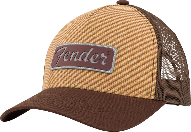 Fender Tweed Hat Brown Cappellino + visiera vintage tessuto logo Fender, Marrone