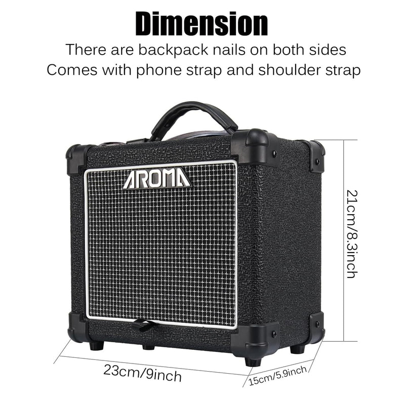 Aroma AG-10S Amplificatore portatile x chitarra elettrica 10w + bluetooth, Nero