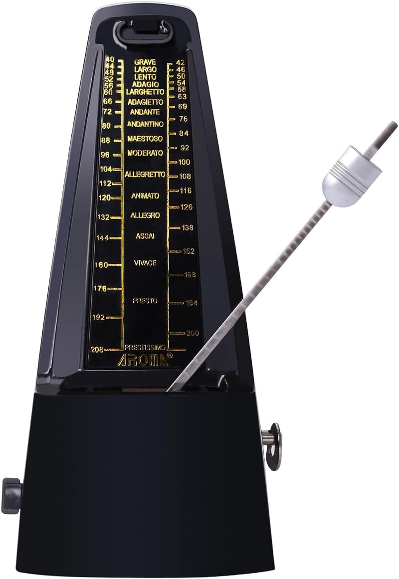 Aroma AM-707 Metronomo meccanico x strumenti musicali tempo da 40 a 208 bpm Nero