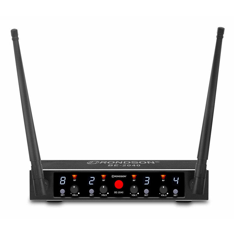 Rondson BE-2040-4MIC Sistema microfonico wireless con 4 Palmari, Nero
