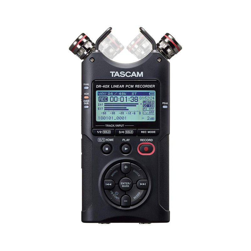 Tascam DR-40X Registratore digitale portatile 4Can. Inter. USB 2In e 2Out, Nero