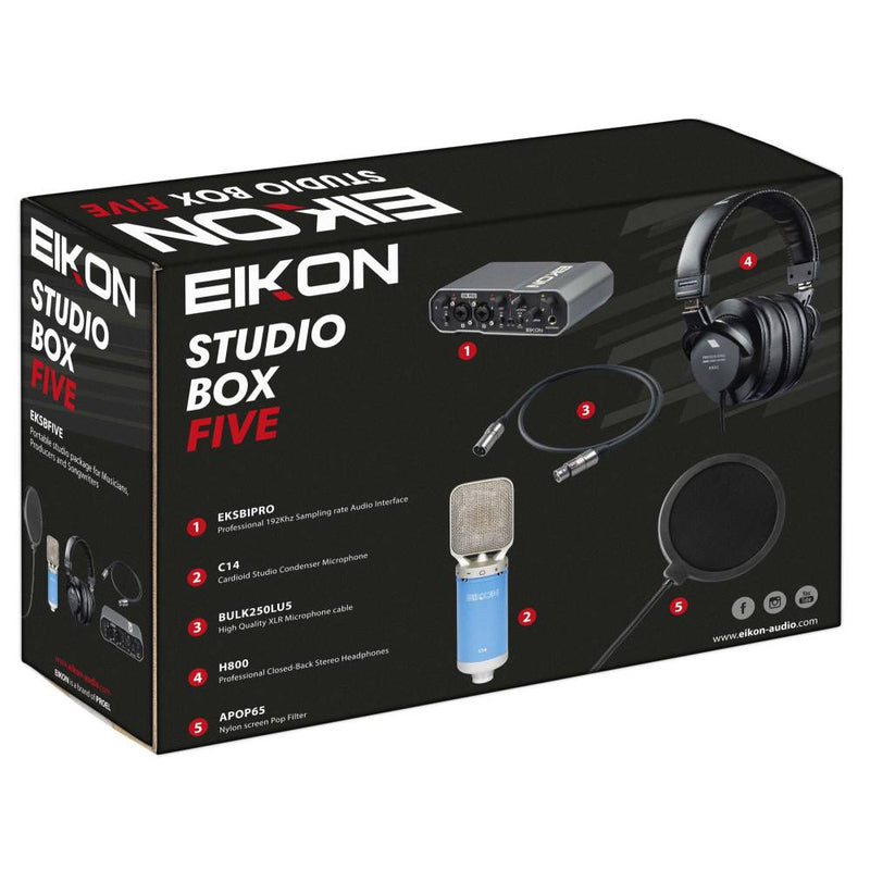 Proel EIKON STUDIO BOX FIVE Kit Studio Rec Pro Cuffia Microf. Scheda Audio Cavo