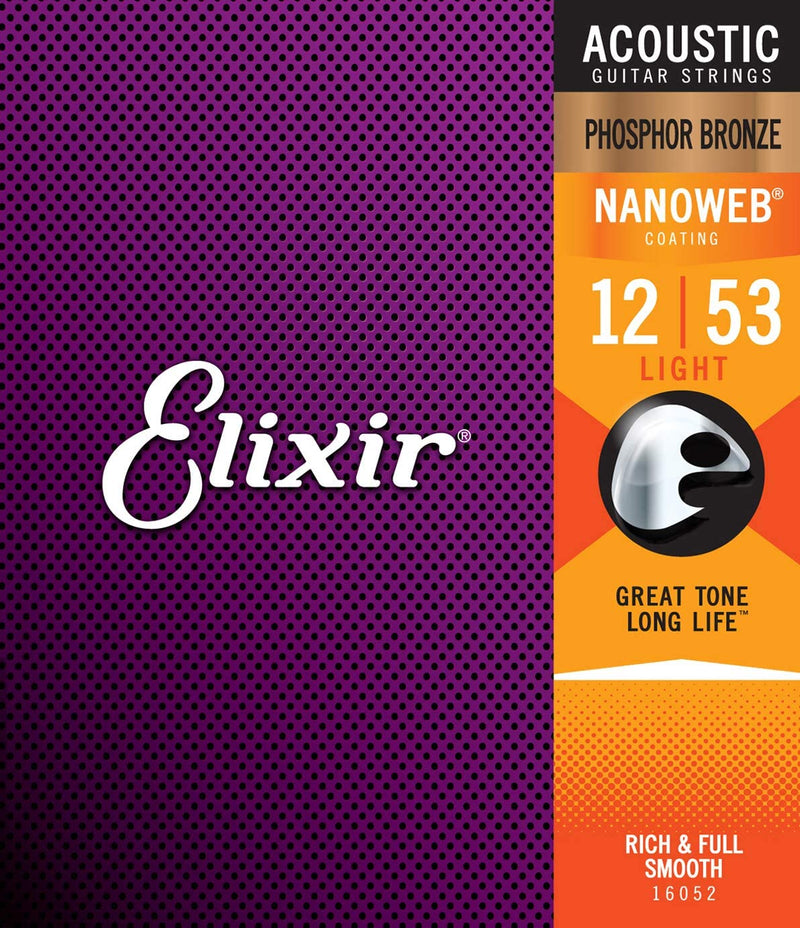 Elixir 16052 Nanoweb Light A. P. Bronze Set 6 Corde x Chitarra Acustica 012-053