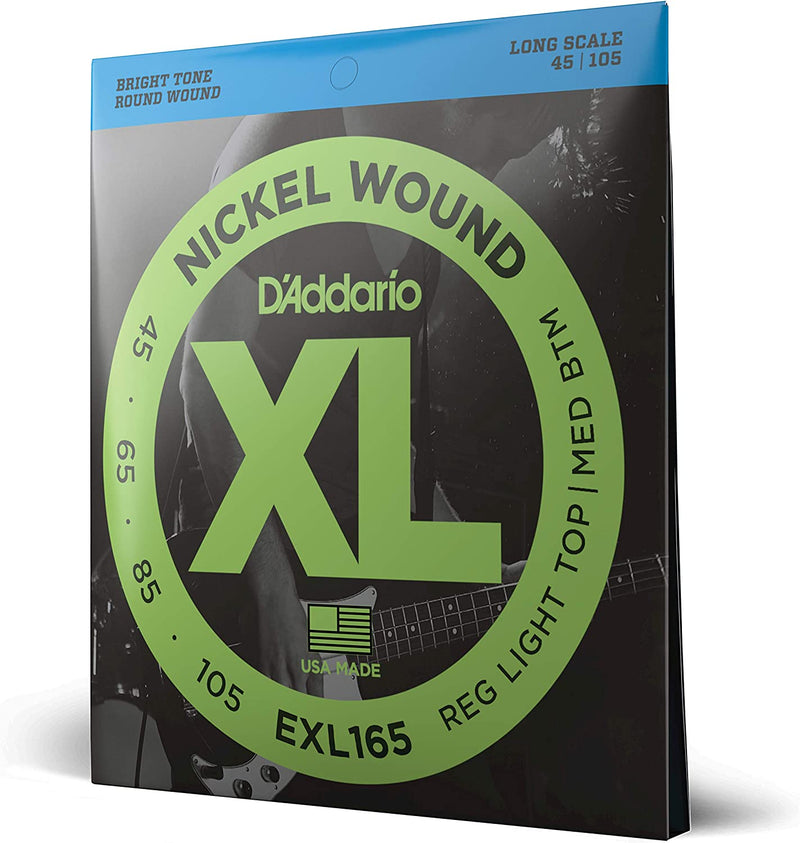 D'Addario EXL165 Medium 45-105 Reg Light Top Med BTM Corde per Basso Elettrico