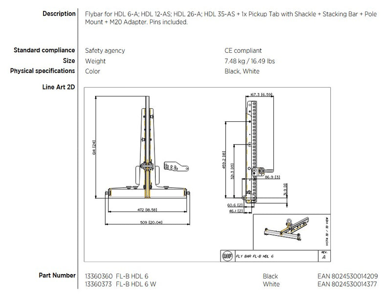 RCF FL-B HDL 6 FLY BAR X HDL 6-A / 12-AS / 26-A / 35-AS + adattatore M20 + acc.