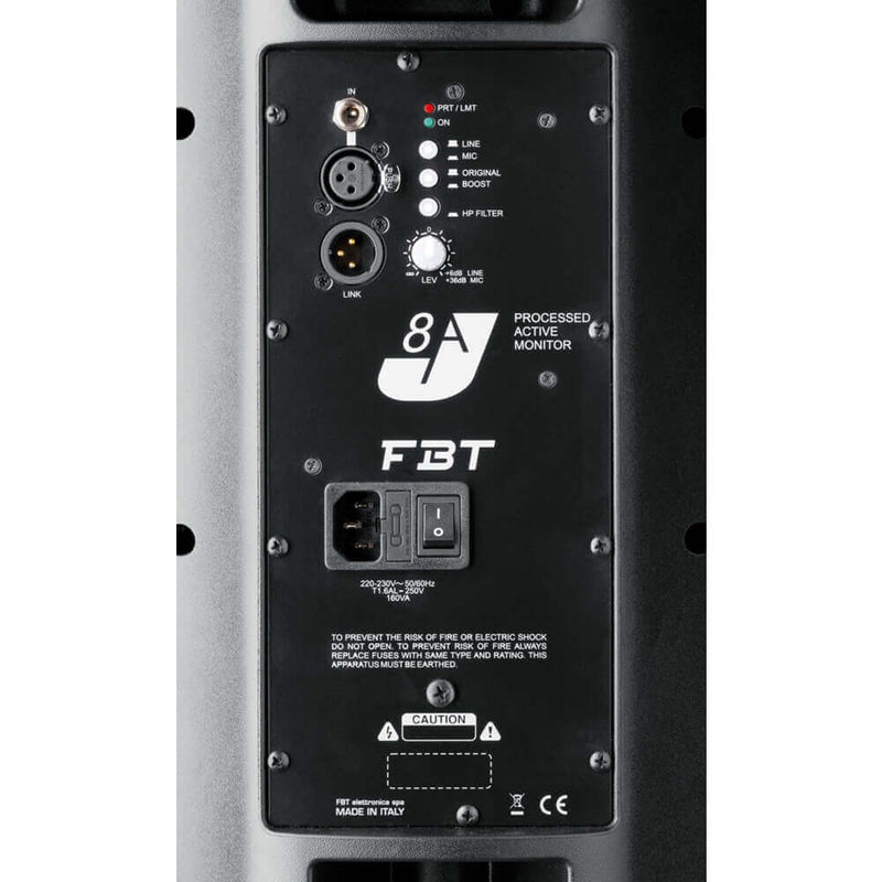 FBT J 8A Cassa Monitor Diffusore Attivo a 2 vie da 250w RMS, Nero