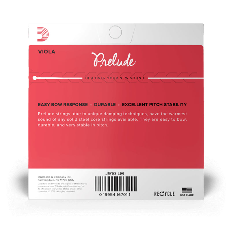 D'Addario J910 LM Prelude Viola String Corde x Viola Tensione Media Scala Lunga