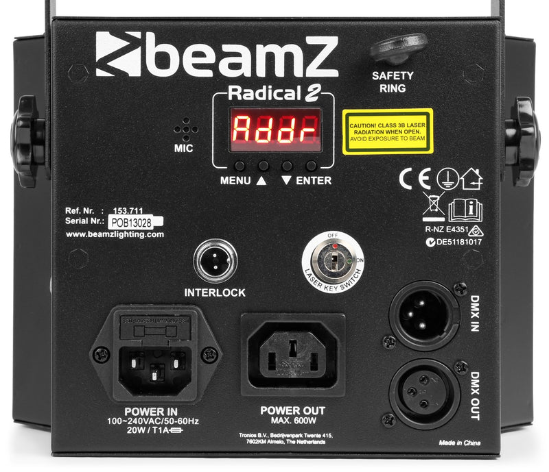 Beamz LED Radical II Led RGBW fasci laser effetto strobe 3 in 1 con Derby 4x 3W