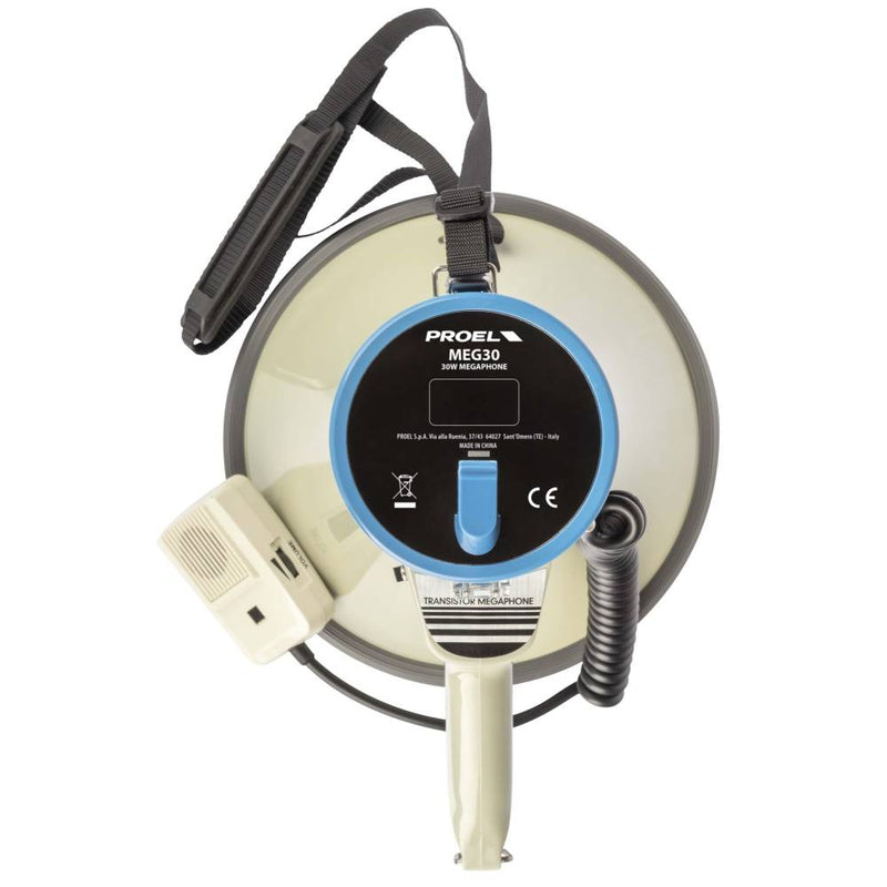 Proel PA MEG30 Megafono da 30w con switch on/off controllo volume Sirena/Allarme
