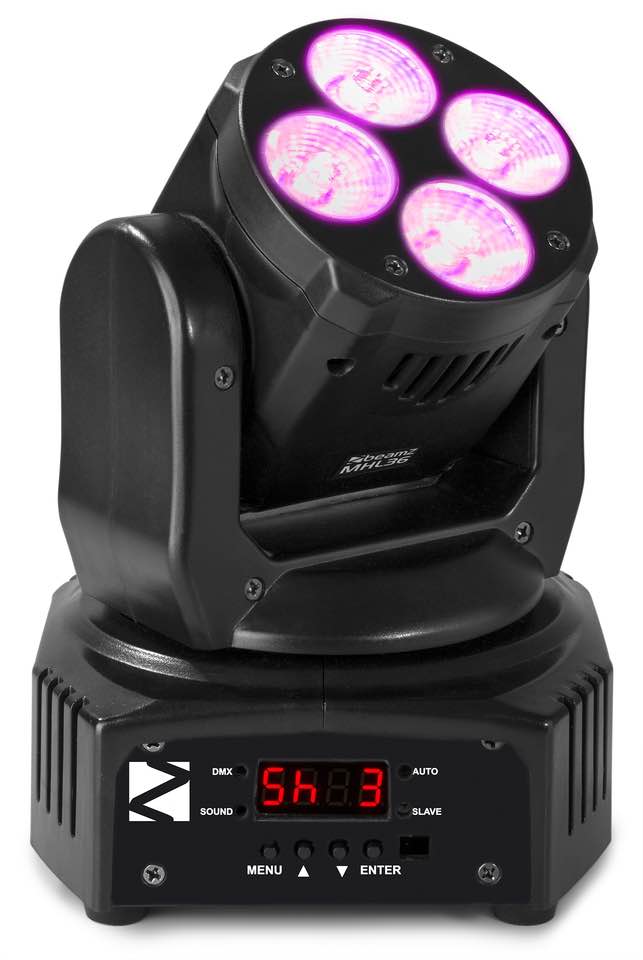 Beamz MHL36 Moving Head Coppia Teste mobili a led 4x9W 3in1 inclusa bag Trasport