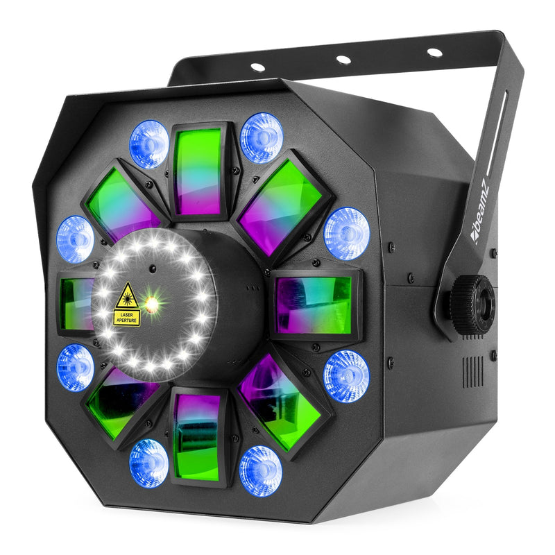 Beamz Multibox Led effetto laser strobo Par Derby 4 in 1 con comando IR e DMX