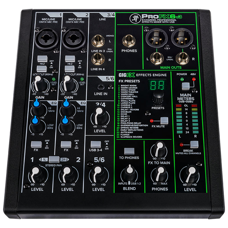 Mackie PROFX6V3 Mixer USB 6 Canali effetti professionali x live home recording