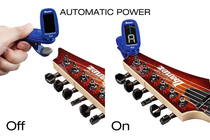 Ibanez PU3-BL CLIP TUNER Accordatore clip con interruttore automatico On/Off Blu
