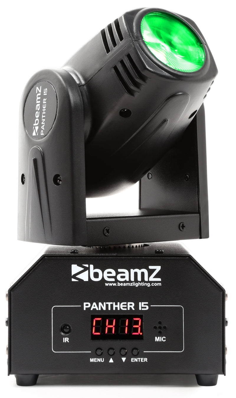 Beamz Panther 15 Led Beam Moving Head IRC Testa mobile Spot 10W, 4/13 canali DMX