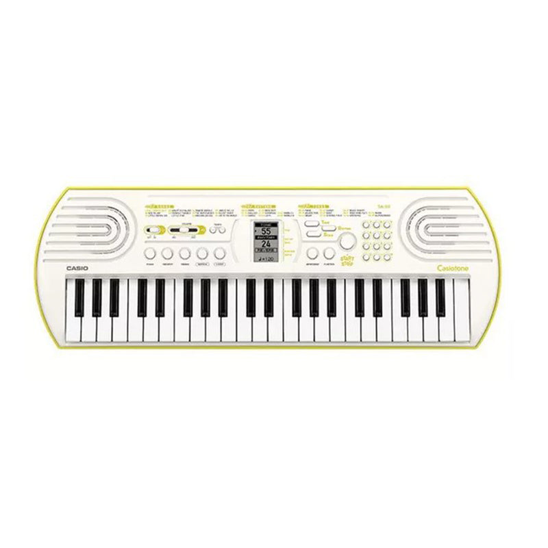 Casio SA-80 Mini Tastiera a 44 tasti, Bianco/Giallo Limone + Bag + Alimentatore