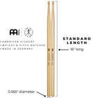 Meinl SB101-5A Coppia di Bacchette x batteria con punta in legno, Noce Americano - GlobalNet Shop