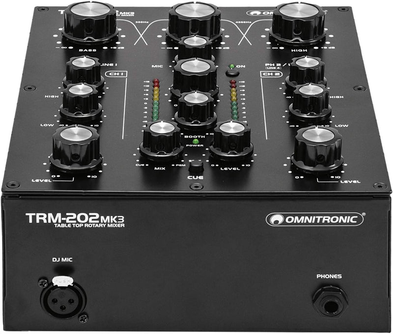 Omnitronic TRM-202 MK3 Mixer Dj rotativo 2C con isolatore di frequenza a 3 bande