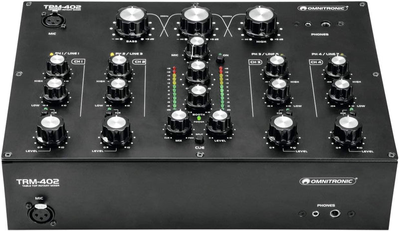 Omnitronic TRM-402 Mixer Dj rotativo 4C con isolatore di frequenza a 3 bande