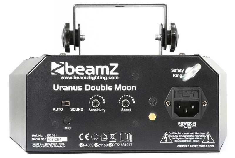 Beamz Uranus LED Double Moon + Strobe Led 72x 5mm RGB e 44x 10mm Bianchi