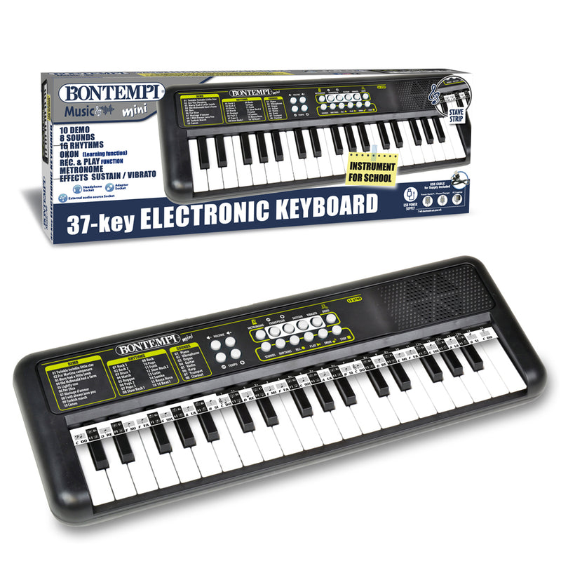 Bontempi 15 3700 Music Mini Tastiera musicale digitale scolastica 37 Tasti Nero