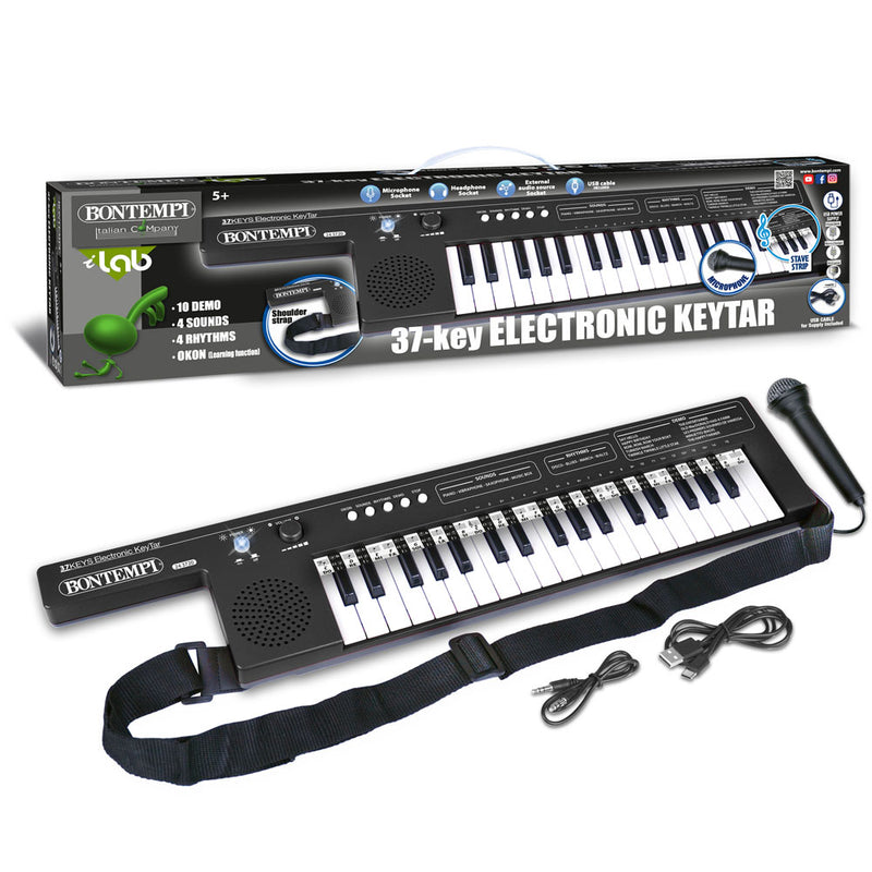 Bontempi 24 3720 Tech Keytar Tastiera musicale scolastica 37 Tasti, Nero