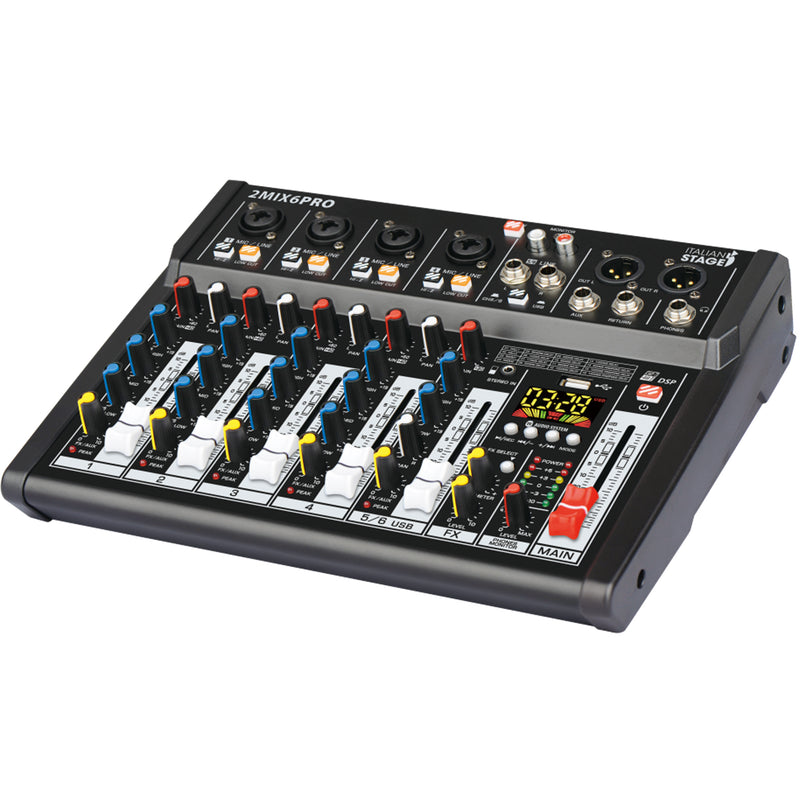 Italian Stage IS 2MIX6PRO Mixer audio stereo 6 canali + DSP Multi FX e Bluetooth