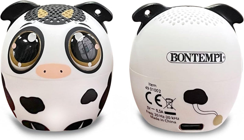 Bontempi 49 01002 Tech MINI SPEAKER MUCCA cassa audio portatile bluetooth da 3w