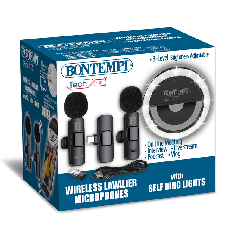 Bontempi 60 4120 Coppia di Microfoni Lavalier Wireless per smartphone tablet pc