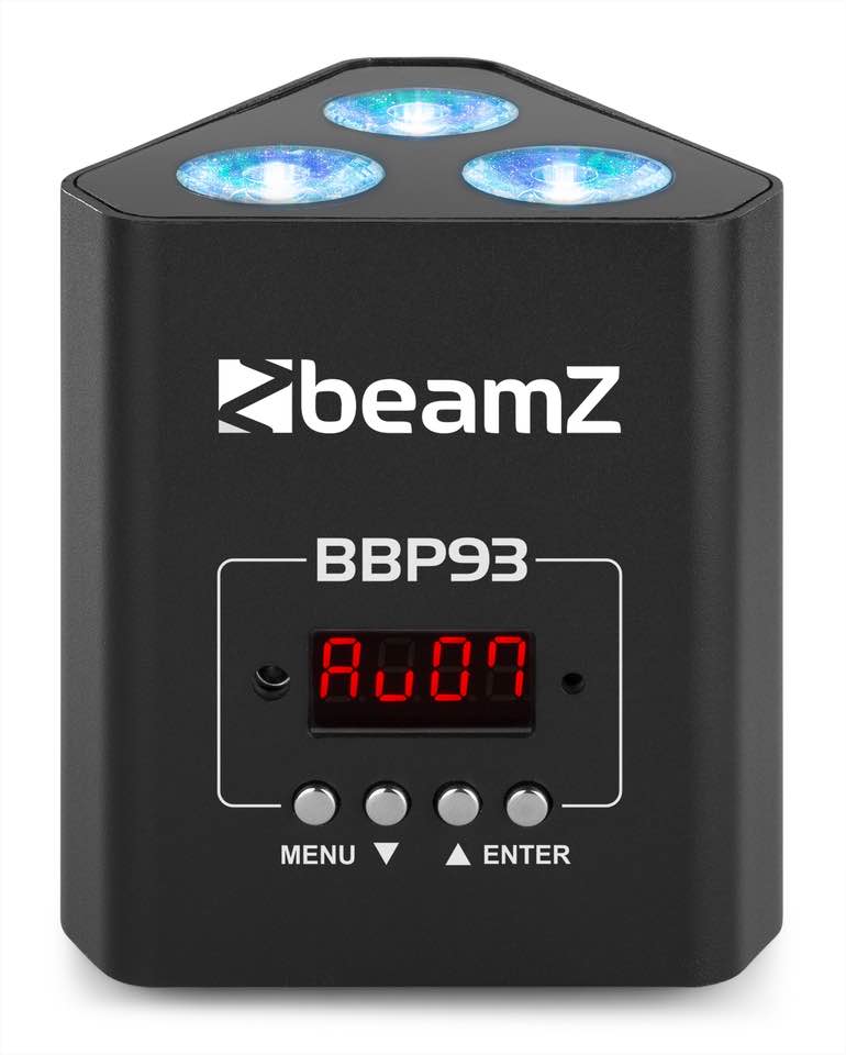 Beamz BBP93 Uplight Par 3x10W Led RGBW 4in1 da 10w con batteria con DMX e IRC
