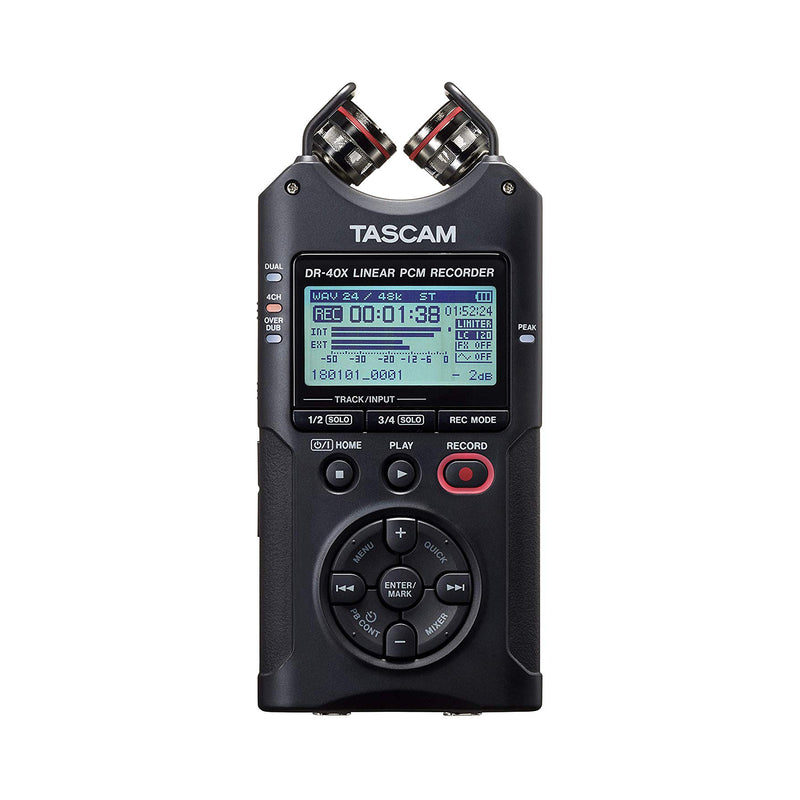 Tascam DR-40X Registratore digitale portatile 4Can. Inter. USB 2In e 2Out, Nero