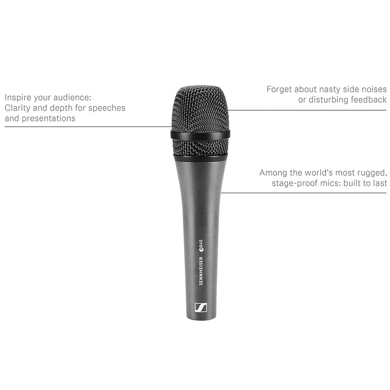 Sennheiser E845 Microfono Supercardioide Pro per voce + supporto + astuccio