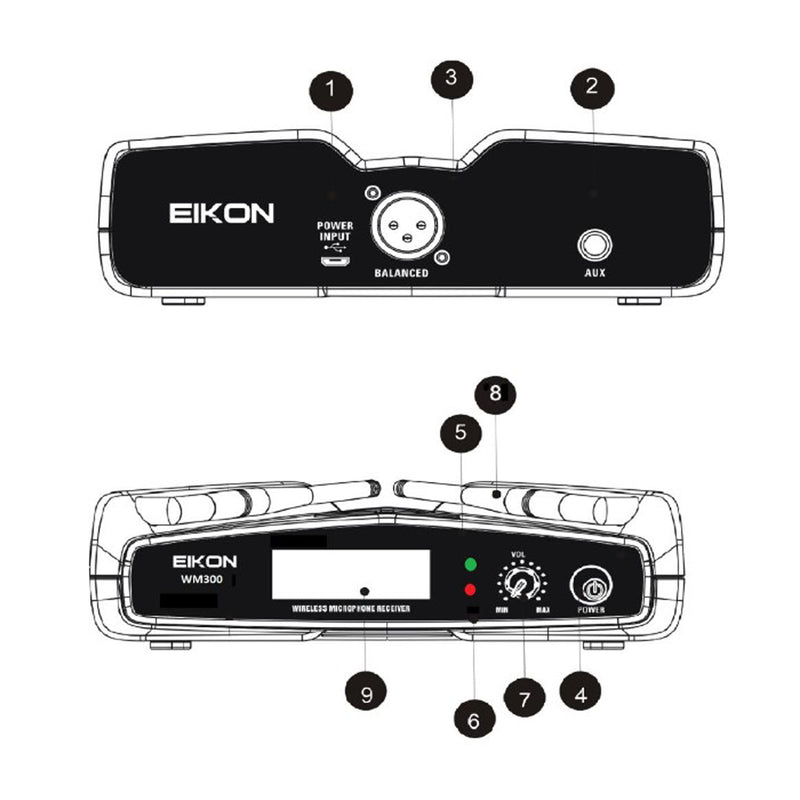 Proel EIKON WM300H radiomicrofono UHF wireless ricevitore + archetto e Pulce