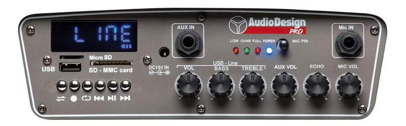 Audiodesign M2 12W/L Trolley Batteria Diffusore Attivo+ 2Mic Palm. Wireless 450w