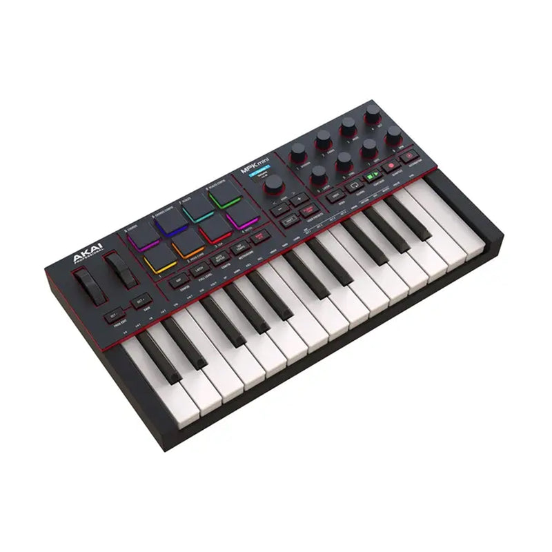 Akai MPK Mini Play MKIV Mini Tastiera Controller Midi 25T, USB e 8 Pad MPC, Nero